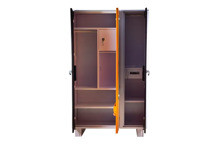 VIVDeal Brown & Apricot Triple Door Mirror Cupboard